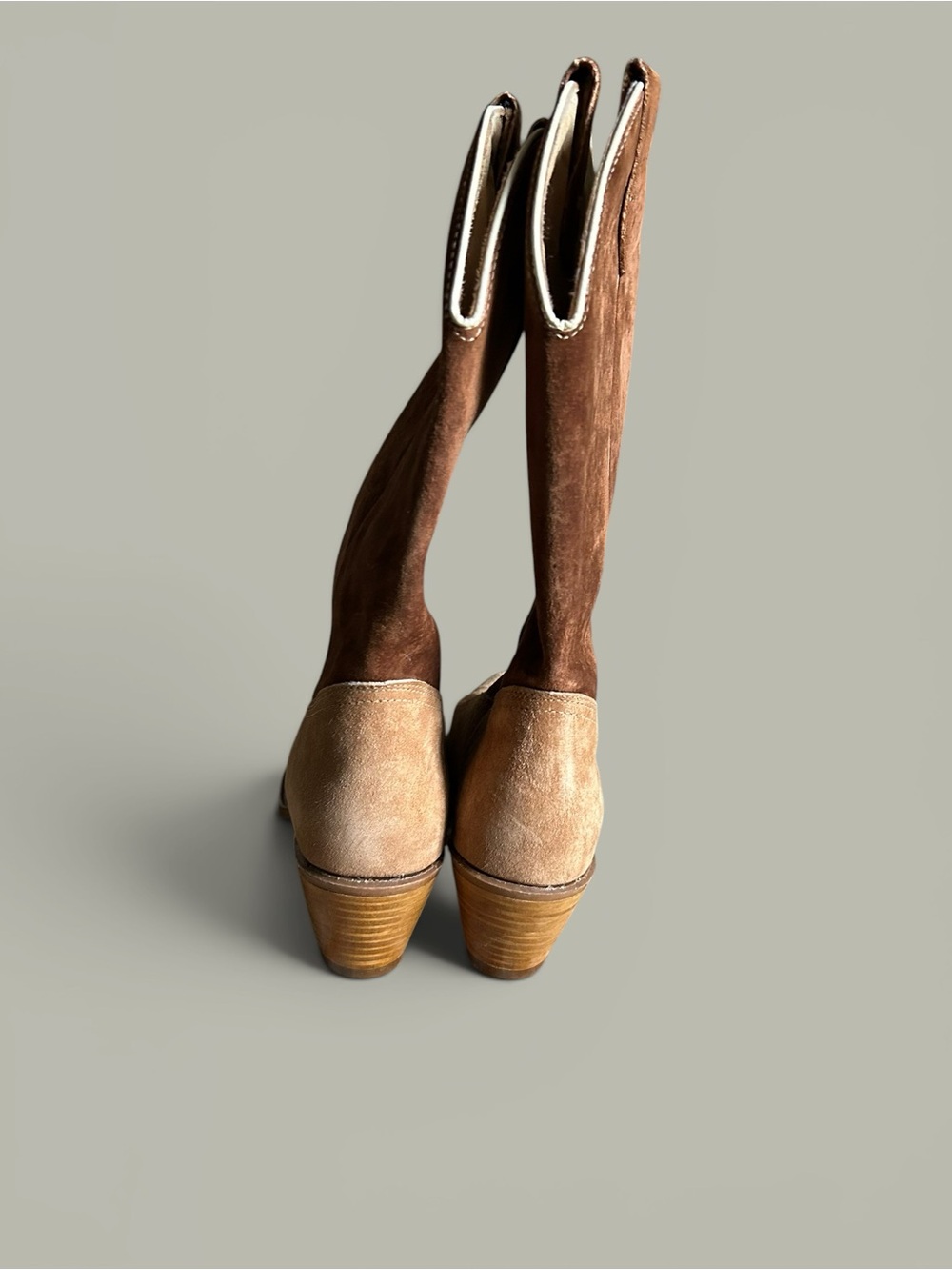 Vintage Wolverine Cowgirl Brown & Tan Suede Western Boots 10M Made In The USA - Picture 8 of 12